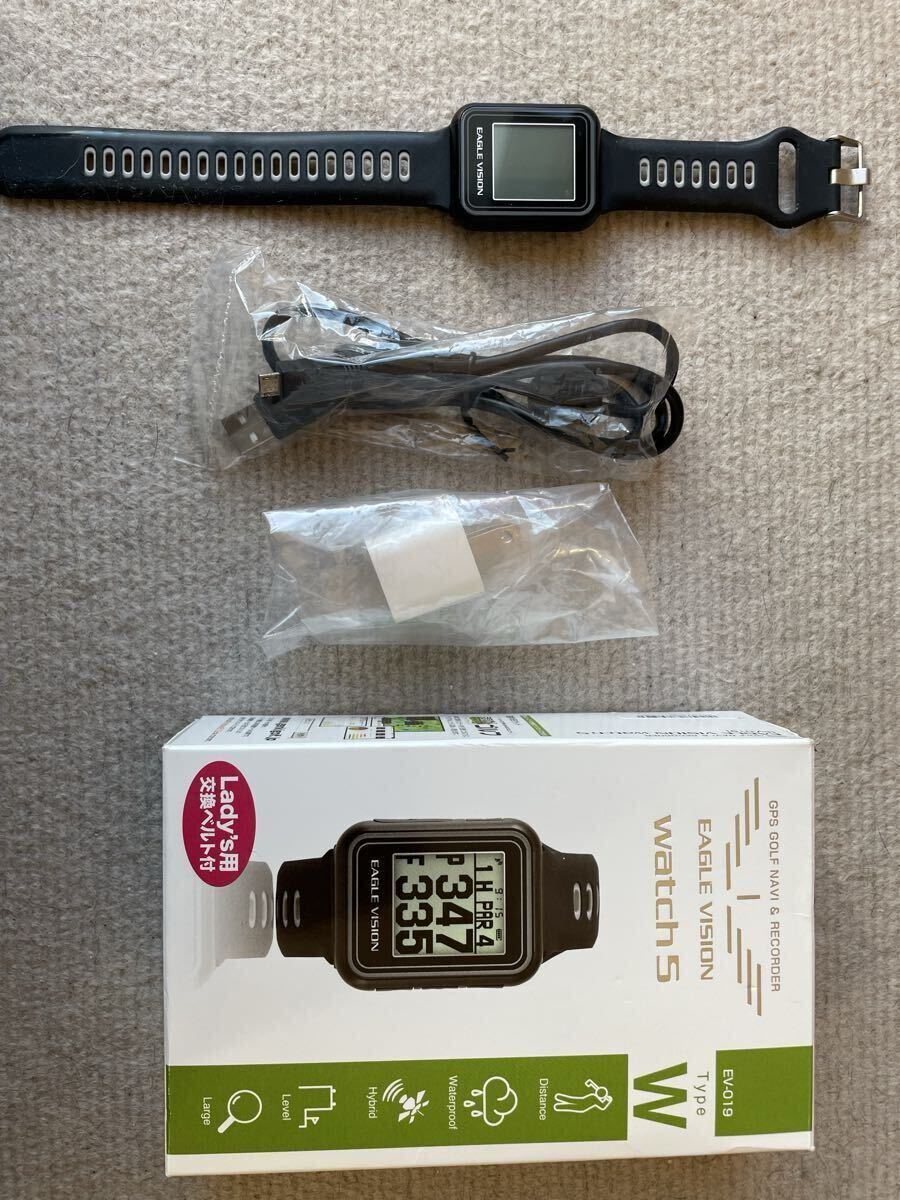 イーグルビジョン ゴルフ watch5 EV-019 ブラック ネイビー ホワイト ウォッチ 時計 スマート 距離計 GPS EAGLE VISIONの画像2