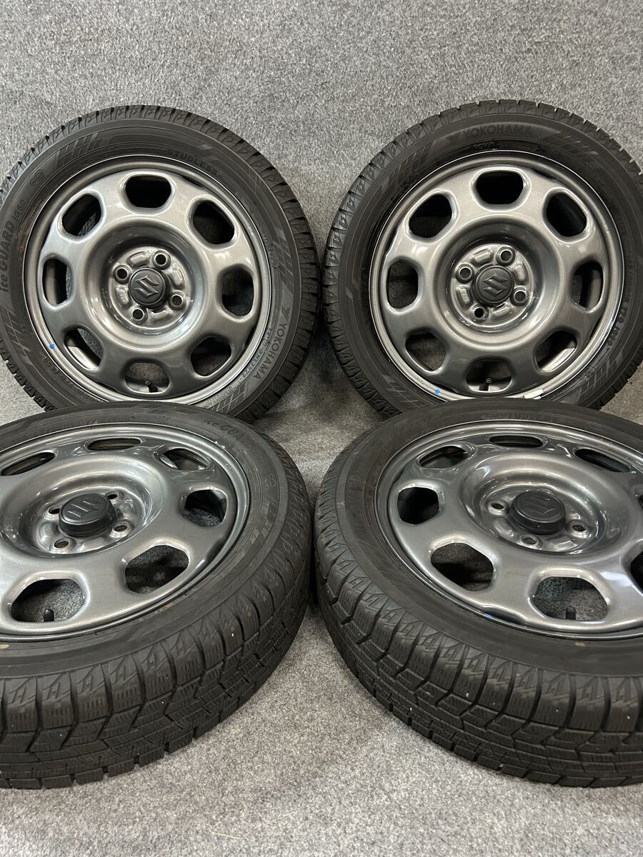 165/60R15 ヨコハマ/ice GUARD/iG60 2021年 2022年 スズキ ハスラー 純正 15インチ 4.5J +45 100 4H スタッドレス スチールホイール 4本_画像1