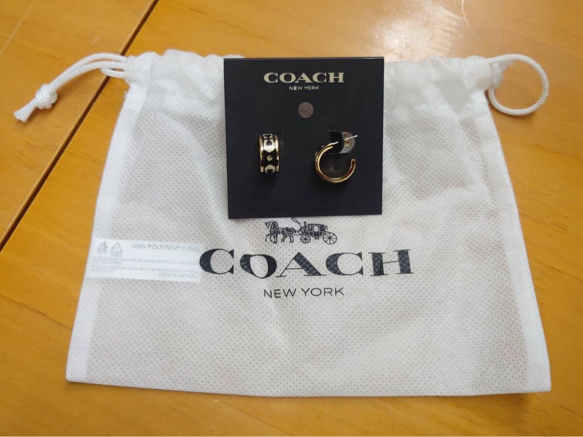 コーチ アクセサリー レディース COACH イヤリング 小物 シグネチャー エナメル ハギー ピアス CI903 GDBK ゴールド/ブラック WWW_画像1