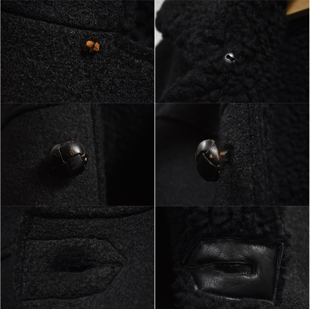 GOODENOUGH グッドイナフ 裏原 ウールコート 裏ボア ジャケット 編み込みボタン ブラック メンズL(25172_画像4