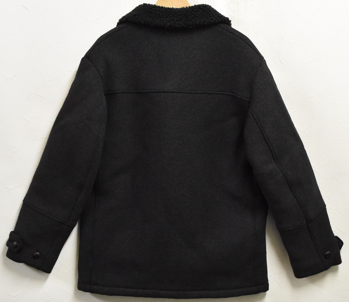 GOODENOUGH グッドイナフ 裏原 ウールコート 裏ボア ジャケット 編み込みボタン ブラック メンズL(25172_画像2