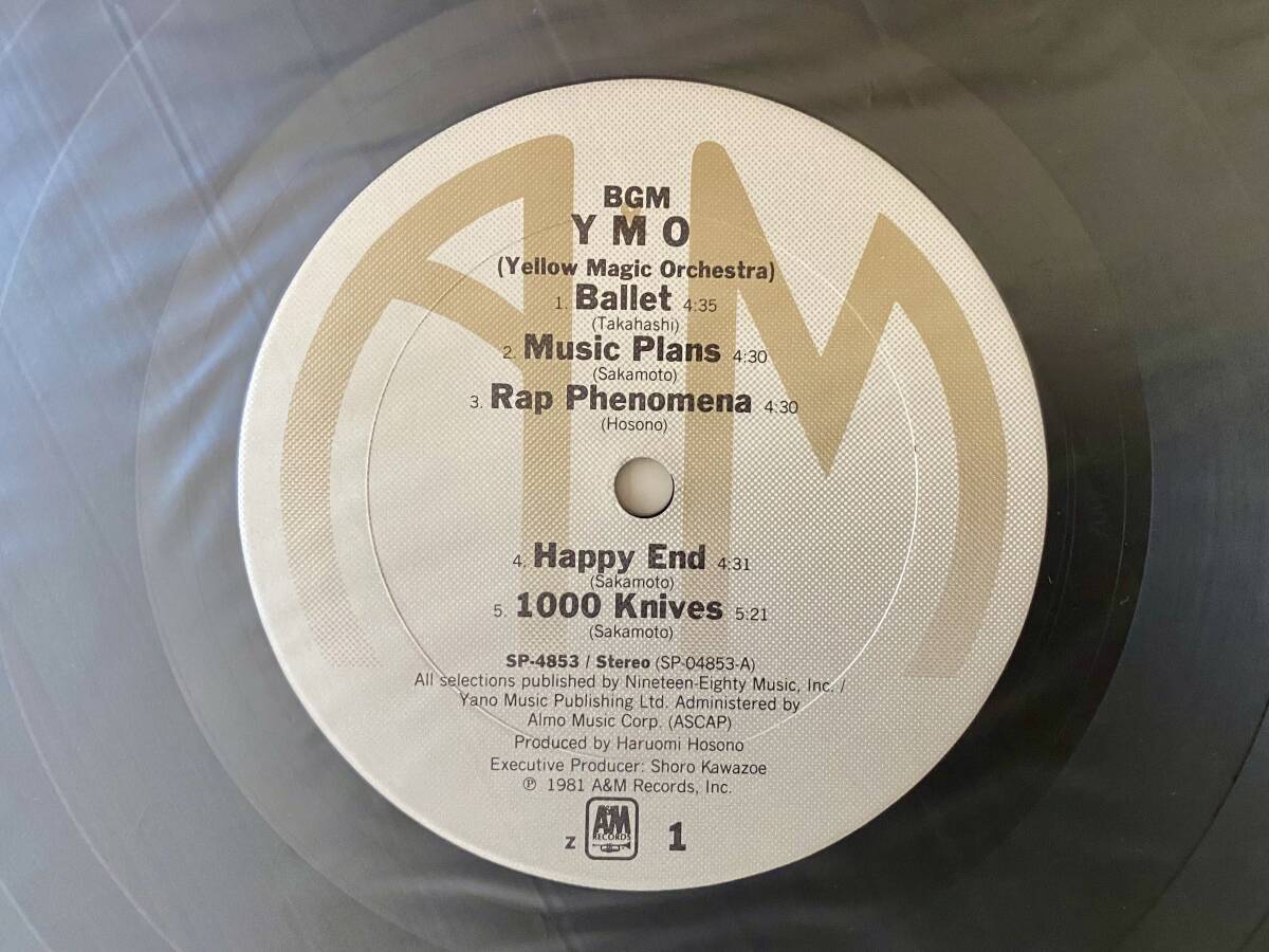 YMO レコード海外盤(US盤)『BGM』(A&M SP4853) US盤　正規(guī)盤　中古盤