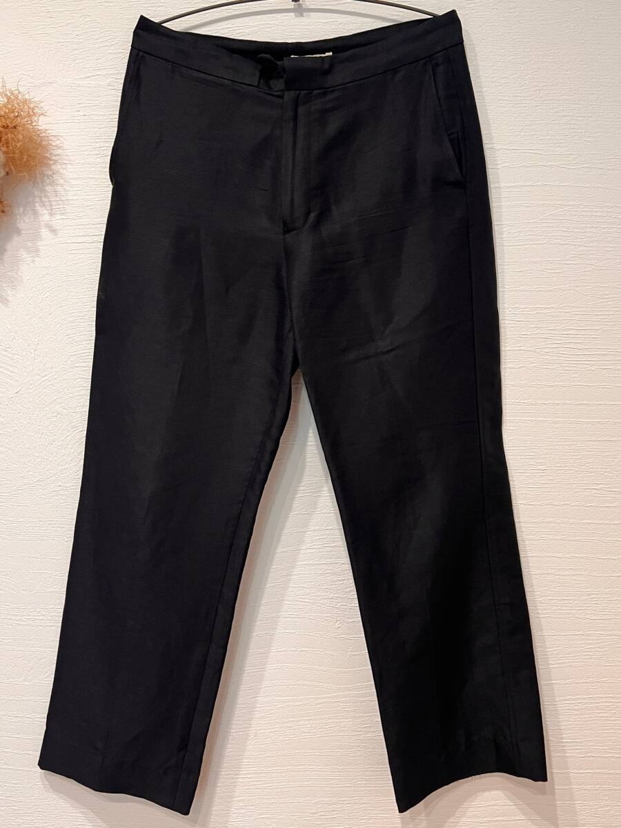 AURALEE 秋夏 SILK LINEN DOBBY SLACKS [A21SP02SD] 　オーラリー　サイズ３ ブラック　BLACK_画像1