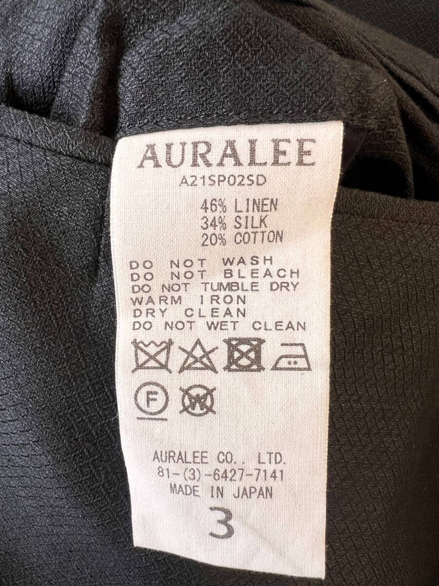 AURALEE 秋夏 SILK LINEN DOBBY SLACKS [A21SP02SD] 　オーラリー　サイズ３ ブラック　BLACK_画像4