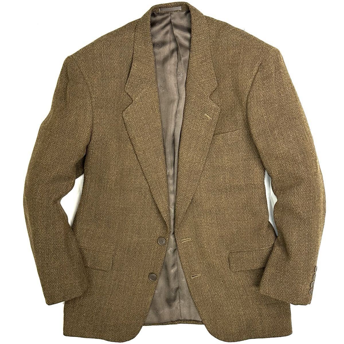 美品!!Christian Dior MONSIEUR 2B ウール ヘリンボーン ツイード テーラード ジャケット(M)カーキブラウンメンズ ブレザー 当時物_画像2