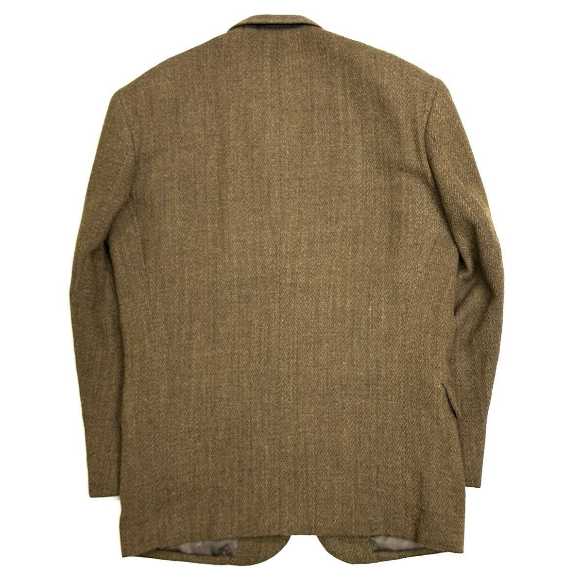美品!!Christian Dior MONSIEUR 2B ウール ヘリンボーン ツイード テーラード ジャケット(M)カーキブラウンメンズ ブレザー 当時物_画像3