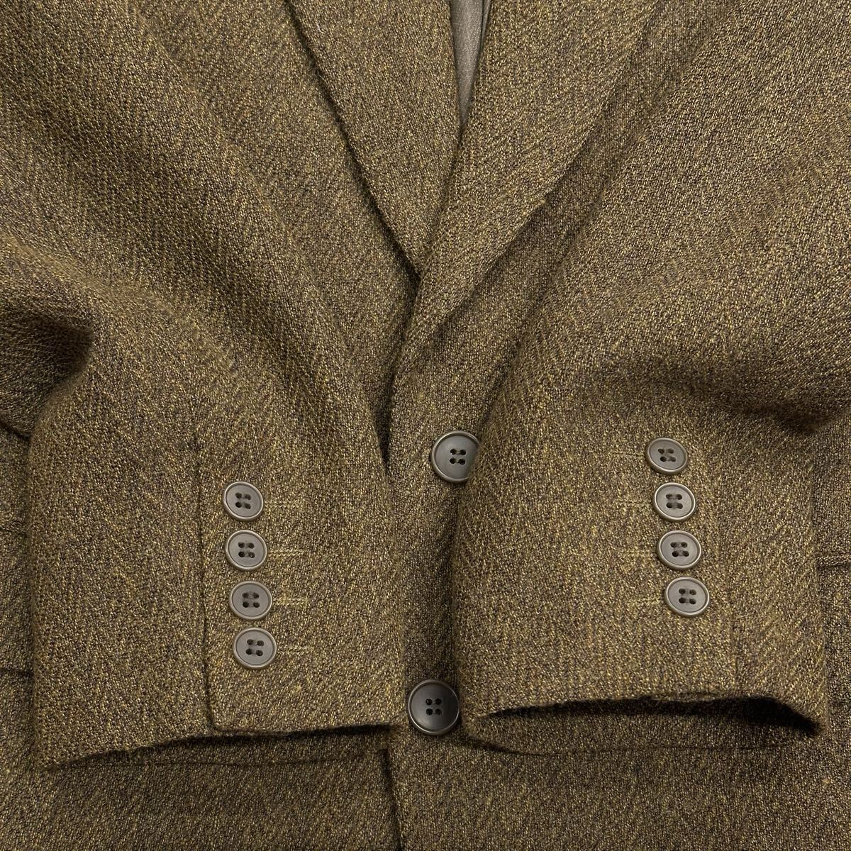 美品!!Christian Dior MONSIEUR 2B ウール ヘリンボーン ツイード テーラード ジャケット(M)カーキブラウンメンズ ブレザー 当時物_画像5