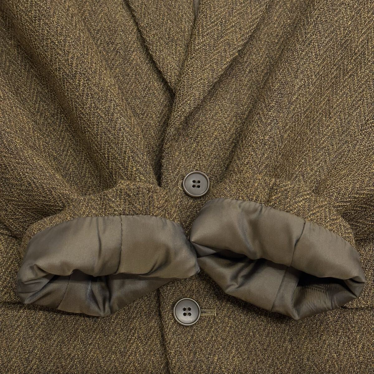 美品!!Christian Dior MONSIEUR 2B ウール ヘリンボーン ツイード テーラード ジャケット(M)カーキブラウンメンズ ブレザー 当時物_画像6