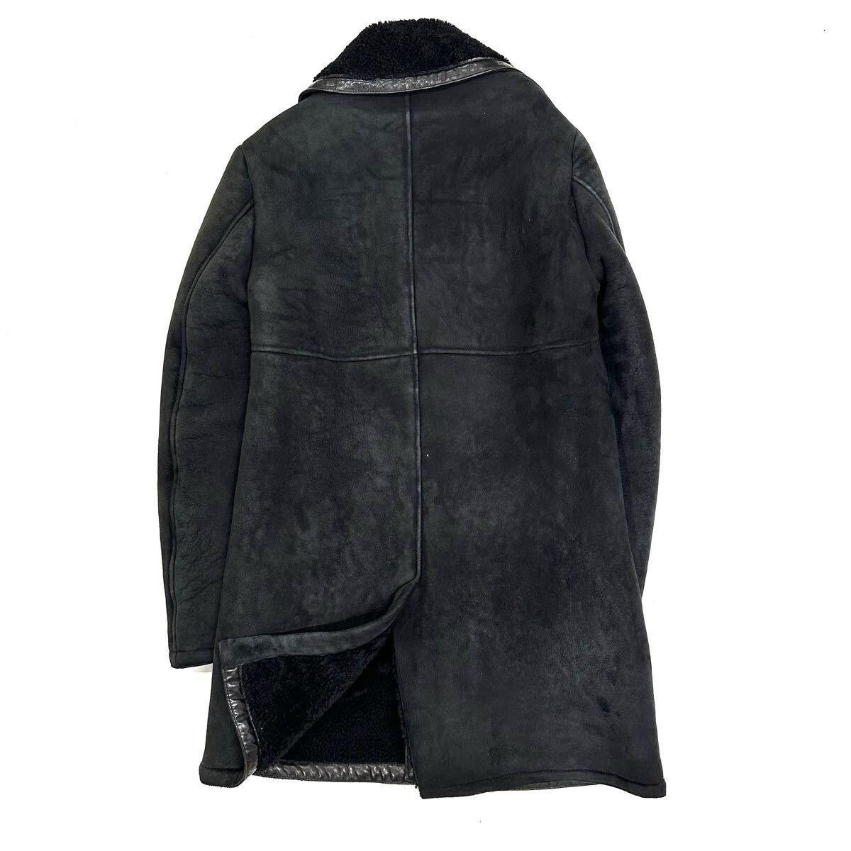 хорошая вещь!! Италия производства DIESEL BLACK GOLD натуральный кожа ягненка двусторонний мутон трубчатая обводка высококлассный ranch coat (46) черный мужской внешний