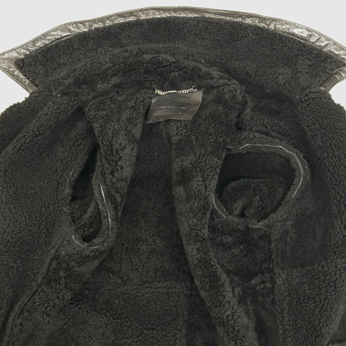 хорошая вещь!! Италия производства DIESEL BLACK GOLD натуральный кожа ягненка двусторонний мутон трубчатая обводка высококлассный ranch coat (46) черный мужской внешний