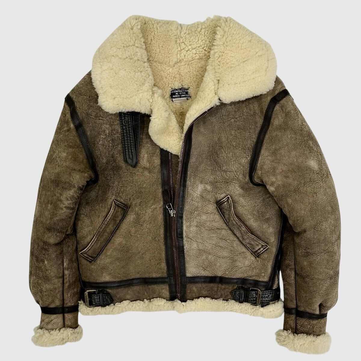 USA製 AVIREX アヴィレックス B-3 フライトジャケット(38)ブラウン 羊革 リアルムートン メンズ アウター ミリタリー _画像1