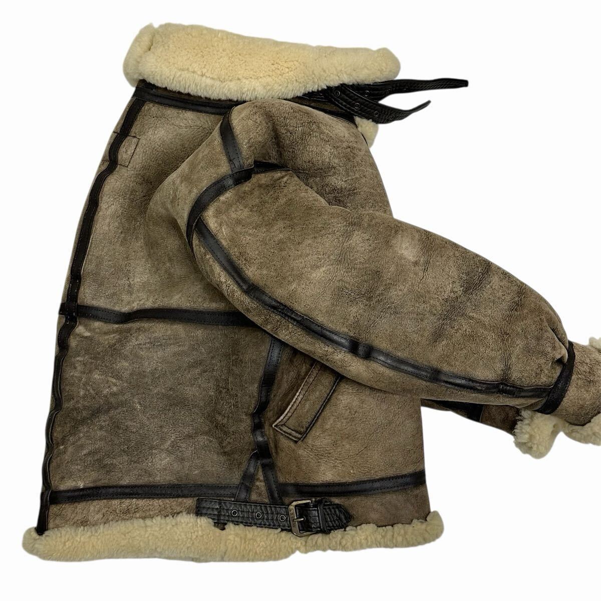 USA製 AVIREX アヴィレックス B-3 フライトジャケット(38)ブラウン 羊革 リアルムートン メンズ アウター ミリタリー _画像6