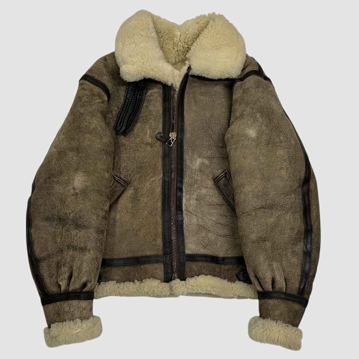 USA製 AVIREX アヴィレックス B-3 フライトジャケット(38)ブラウン 羊革 リアルムートン メンズ アウター ミリタリー _画像7