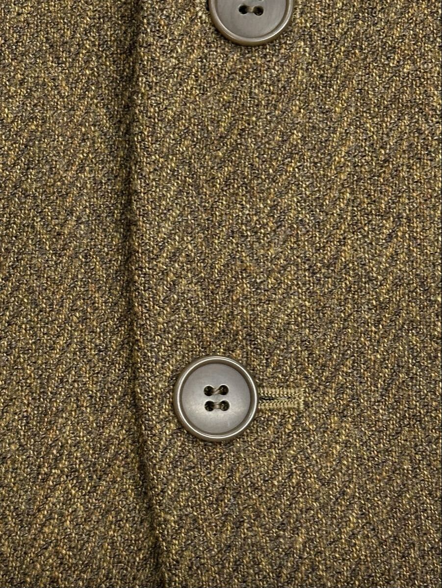 美品!!Christian Dior MONSIEUR 2B ウール ヘリンボーン ツイード テーラード ジャケット(M)カーキブラウンメンズ ブレザー 当時物_画像8