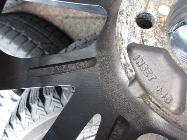 バリ山残り！14x4.5J 4穴 100 +45 165/65R14 スタッドレス 冬タイヤ ハスラー フレアクロスオーバー タフト その他軽車両 ４本セット_画像5
