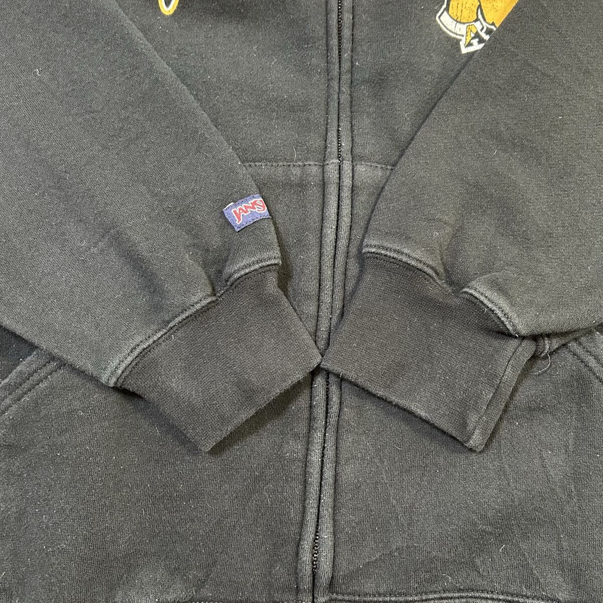 JANSPORT パーカー ジップアップ スウェット フーディー 文字ロゴ 犬 アニマル 黒 ブラック 古着 L_画像5