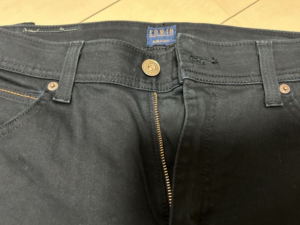 EDWIN ミスエドウィン ブラック サイズ33 股下70cm インターナショナルベーシック ストレッチ エドウィン 美品 色褪せなし ストレート_画像2