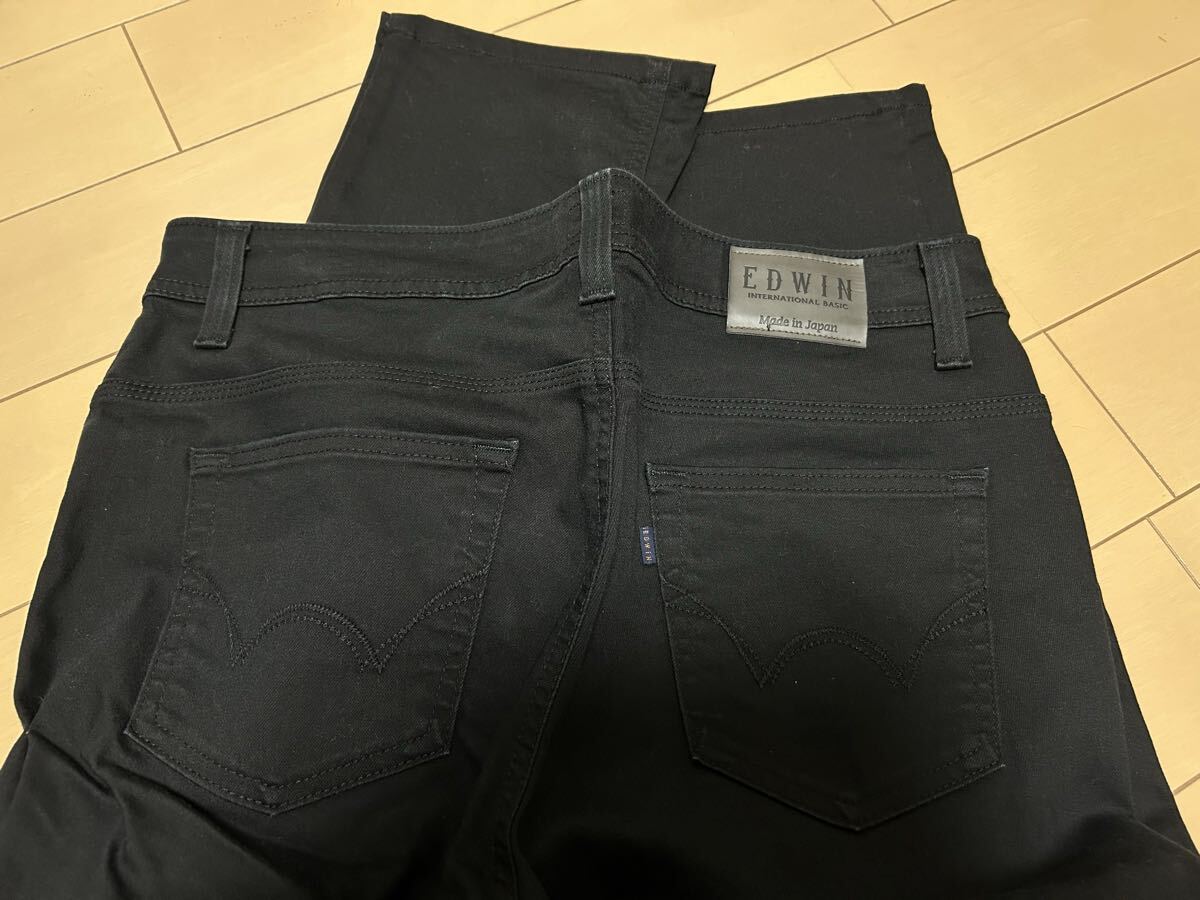 EDWIN ミスエドウィン ブラック サイズ33 股下70cm インターナショナルベーシック ストレッチ エドウィン 美品 色褪せなし ストレート_画像4