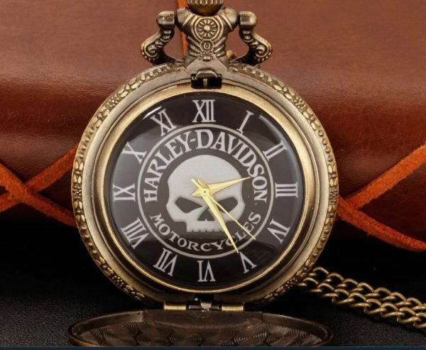 【新品・即決】ハーレー ダビットソン スカル 懐中時計 直径4.5cm 時計 ネックレス ペンダント_画像5