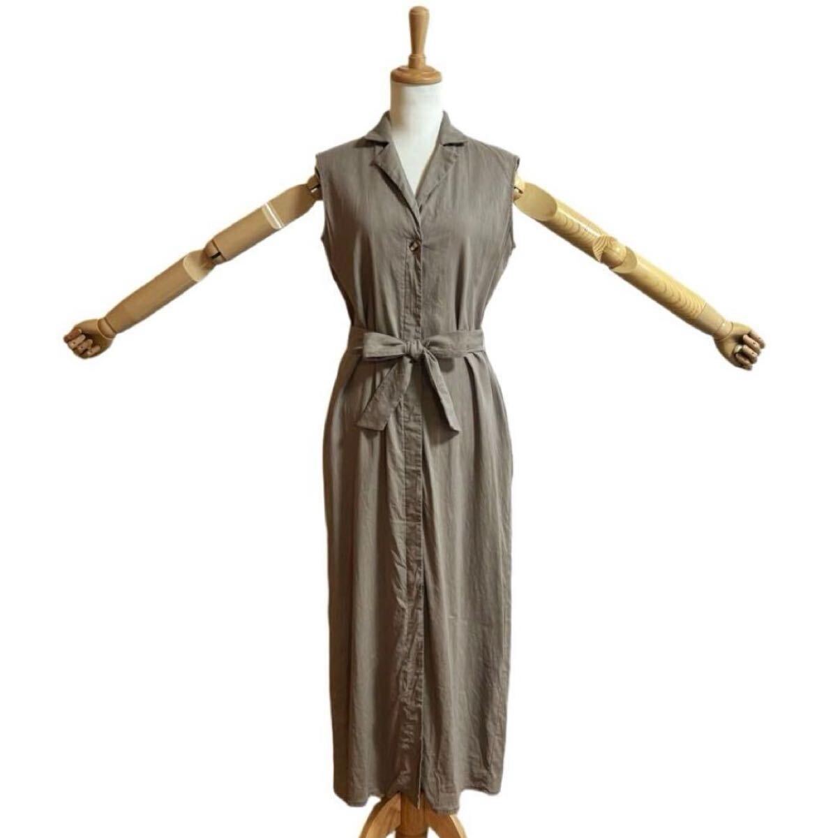 【DIANA GALLESI】 ノースリーブ ロングシャツワンピース_画像4