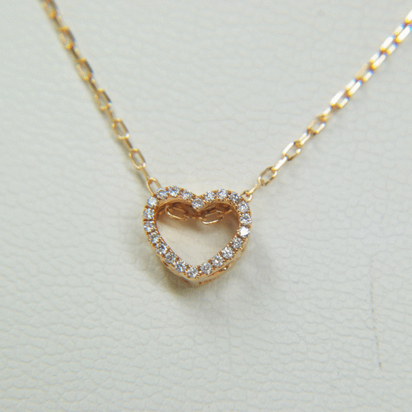 K18 マイクロパヴェ ハート ダイヤモンド ネックレス 0.06ct　美品　新品同様！！_画像1