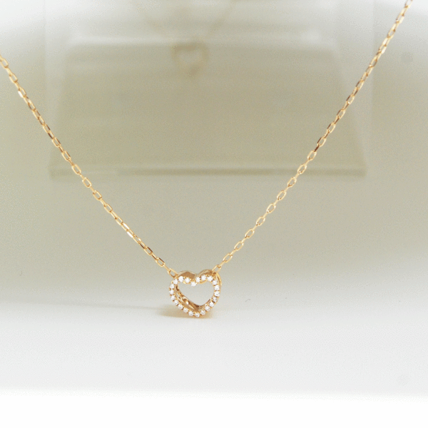 K18 マイクロパヴェ ハート ダイヤモンド ネックレス 0.06ct　美品　新品同様！！_画像2