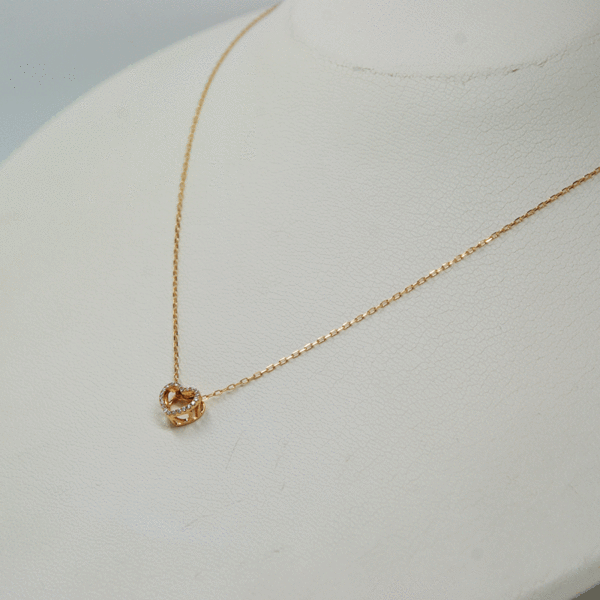 K18 マイクロパヴェ ハート ダイヤモンド ネックレス 0.06ct　美品　新品同様！！_画像4