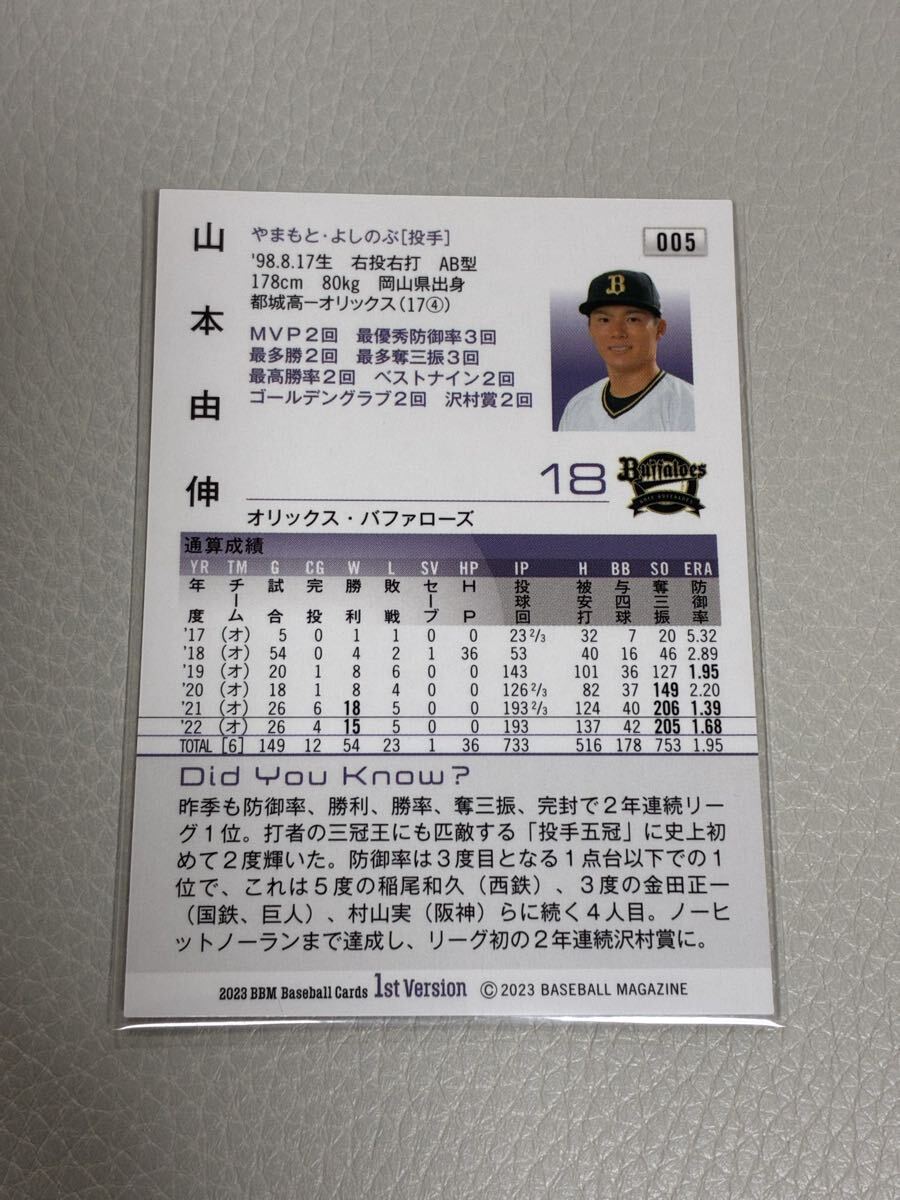 山本由伸　 オリックスバファローズ レギュラーカード BBM_画像2