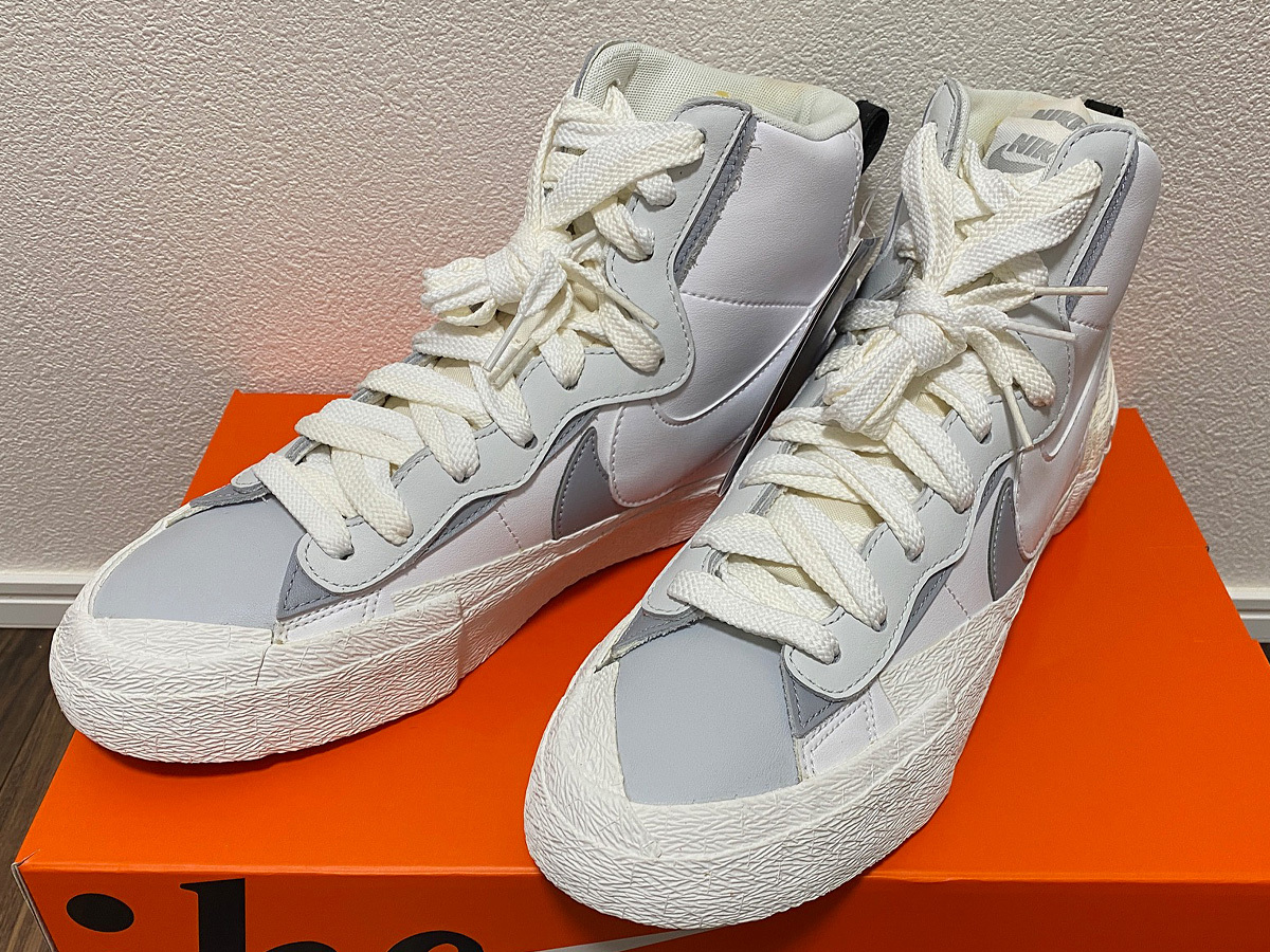 [ бесплатная доставка ]sacai × NIKE BLAZER MID WHITE/WOLF GREY Sakai × Nike Blazer mid 28.5cm US10.5