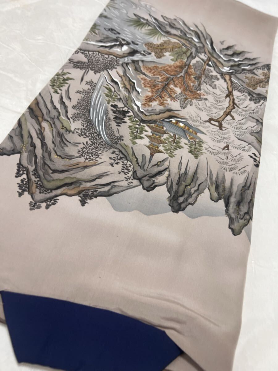 長襦袢 男物 男性 襦袢 茶系 風(fēng)景 正絹 和裝 著物 和服