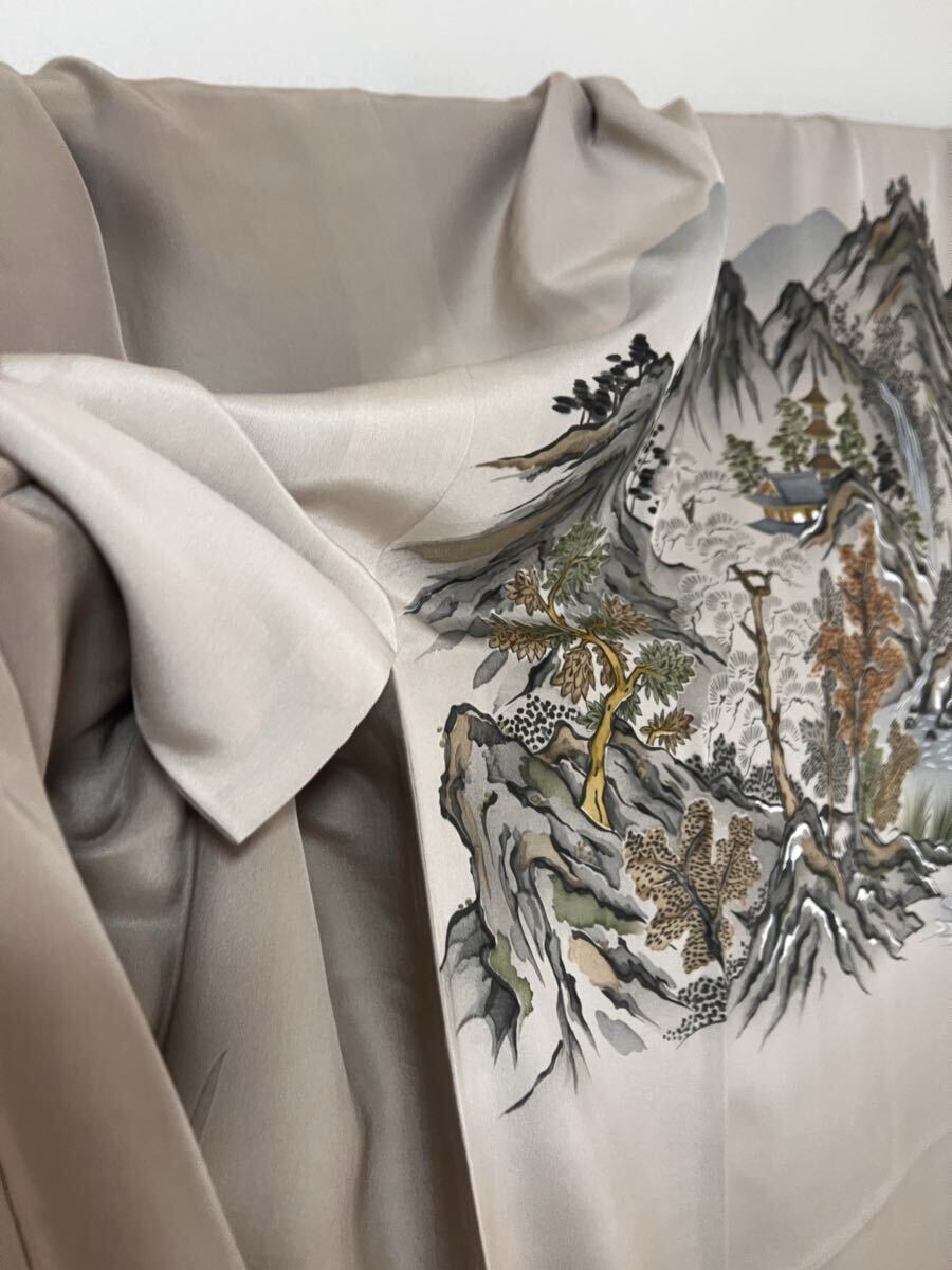 長襦袢 男物 男性 襦袢 茶系 風(fēng)景 正絹 和裝 著物 和服