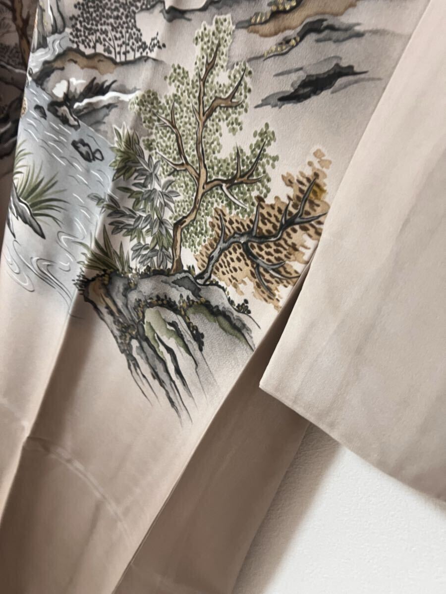 長襦袢 男物 男性 襦袢 茶系 風(fēng)景 正絹 和裝 著物 和服