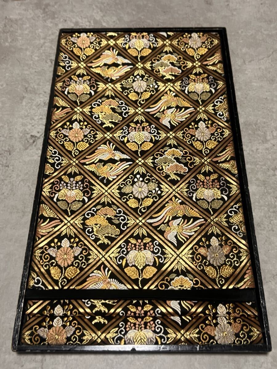 逸品 帯 袋帯 黒金 紋様 正絹 きもの 織物 呉服 和裝 鳳凰 華 絢爛