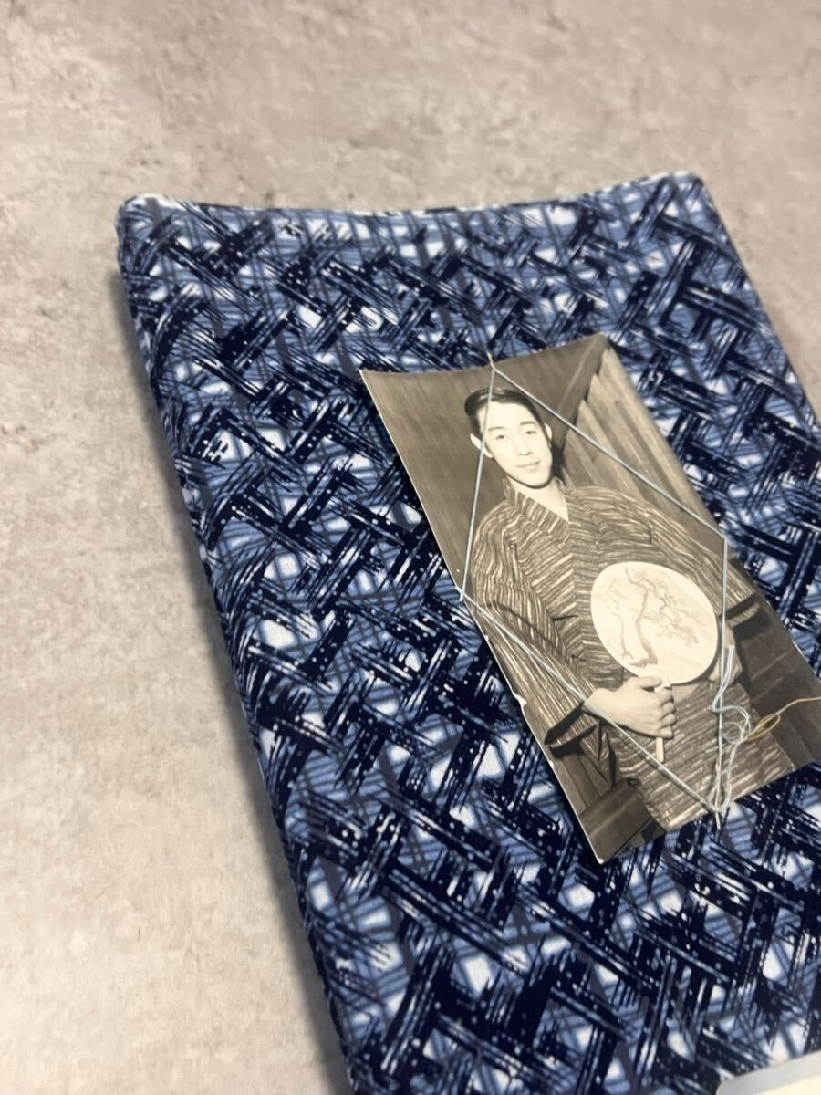 反物 浴衣 綿 東京本染 ゆかた 生地 しつけ糸付き 和装 _画像8