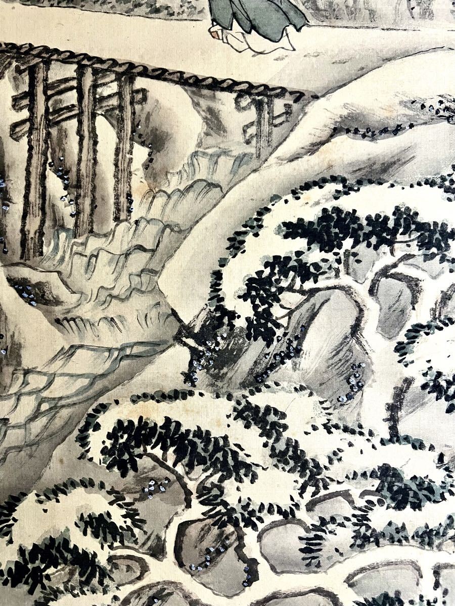 【真作】【S8】前川孝嶺「三顧之礼図」絹本 肉筆 山水図 歴史人物画 三国志 劉備 諸葛亮 中国画 絵画 掛軸 京都 明治-大正期 前川文嶺の子_画像5