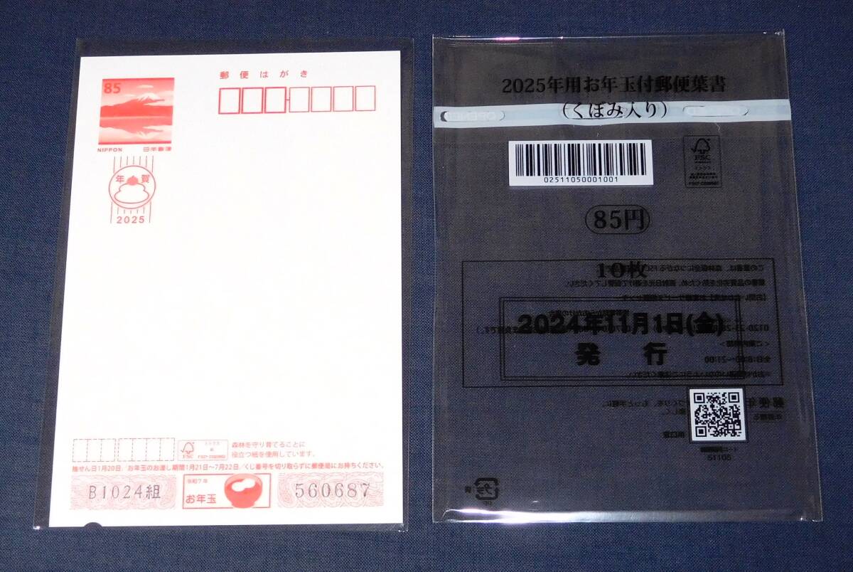 2025年用 令和7年用年賀はがき くぼみ入り 未使用美品 発行枚数少ない +おまけ 560690_画像1