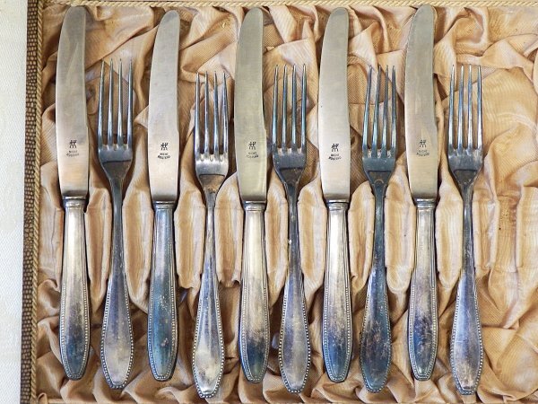 7628 希少☆ ドイツ ヘンケルス ゾーリンゲン カトラリー ナイフ フォーク 10本セット J.A.HENCKELS SOLINGEN ZWILLINGSWERK_画像2