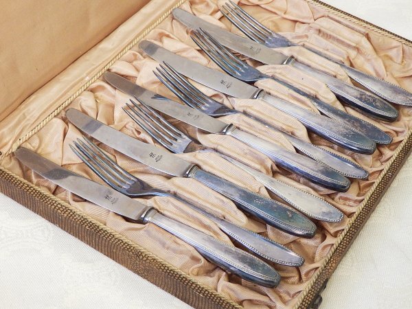 7628 希少☆ ドイツ ヘンケルス ゾーリンゲン カトラリー ナイフ フォーク 10本セット J.A.HENCKELS SOLINGEN ZWILLINGSWERK_画像4