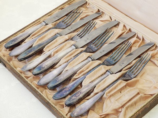 7628 希少☆ ドイツ ヘンケルス ゾーリンゲン カトラリー ナイフ フォーク 10本セット J.A.HENCKELS SOLINGEN ZWILLINGSWERK_画像5