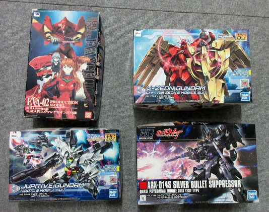 ガンプラ V・ジオンガンダム、シルヴァ・バレト・サプレッサー、ジュピターヴガンダム、人造人間エヴァンゲリオンの画像1