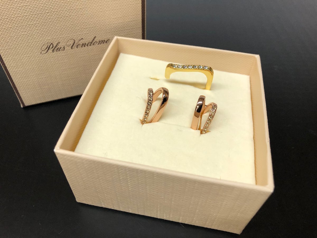 m001 B(60) 美品 Plus Vendome プラスヴァンドーム イヤーカフ 3点セット ラインストーン_画像1