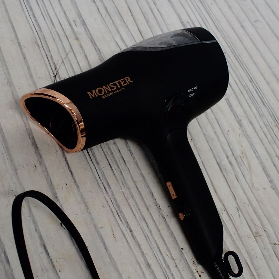 f002 C4 KOIZUMI コイズミ THE MONSTER モンスター KHD-W910/K ヘアドライヤー 速乾Wファン ブラック 外箱無し USED_画像2
