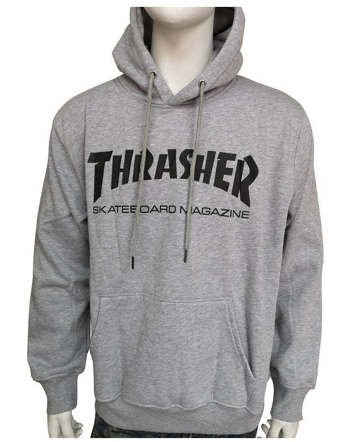 メンズ レディース THRASHER01 フーディーパーカー プルオーバー グレー M カジュアル ストリート 人気 スウェットアウター インポート_画像1