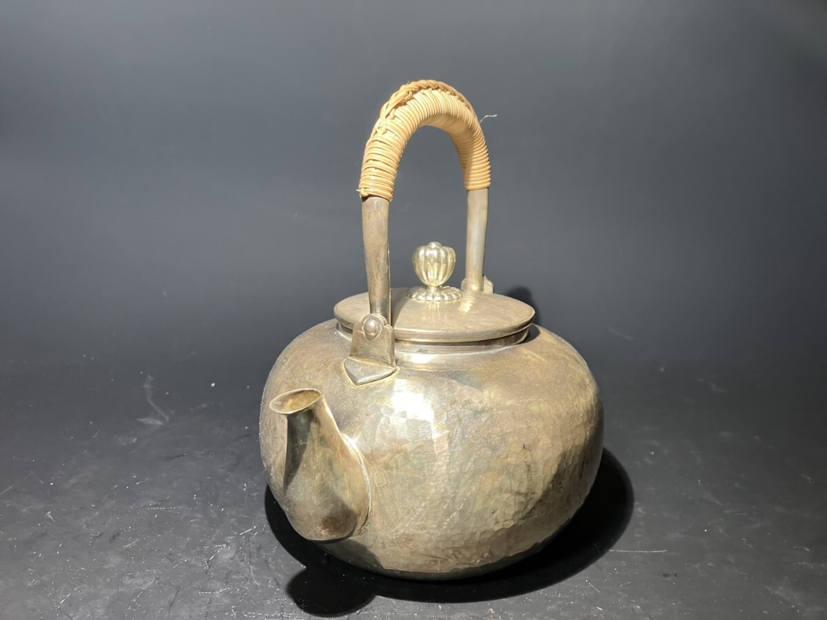 純銀　純銀製 銀瓶 湯沸 茶道具　重さ395g_画像3