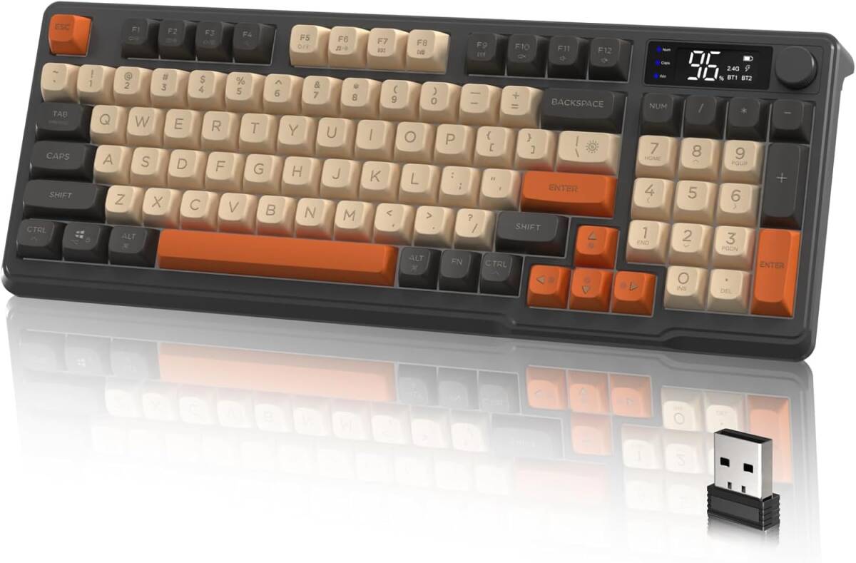 M96 ゲーミングキーボード、メンブレンキーボード、ワイヤレス2.4G/Bluetoothダブルモード無線キーボード_画像1
