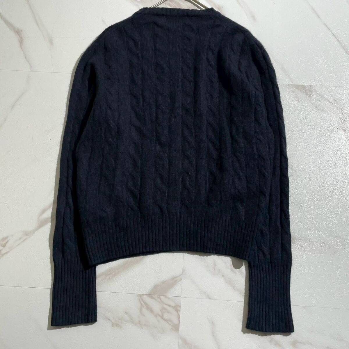 【美品/人気】Loro Piana ロロピアーナ ベビーカシミヤ100% メンズ ケーブルニット プルオーバー ネイビー 48 L相当 イタリア製 紺_画像6