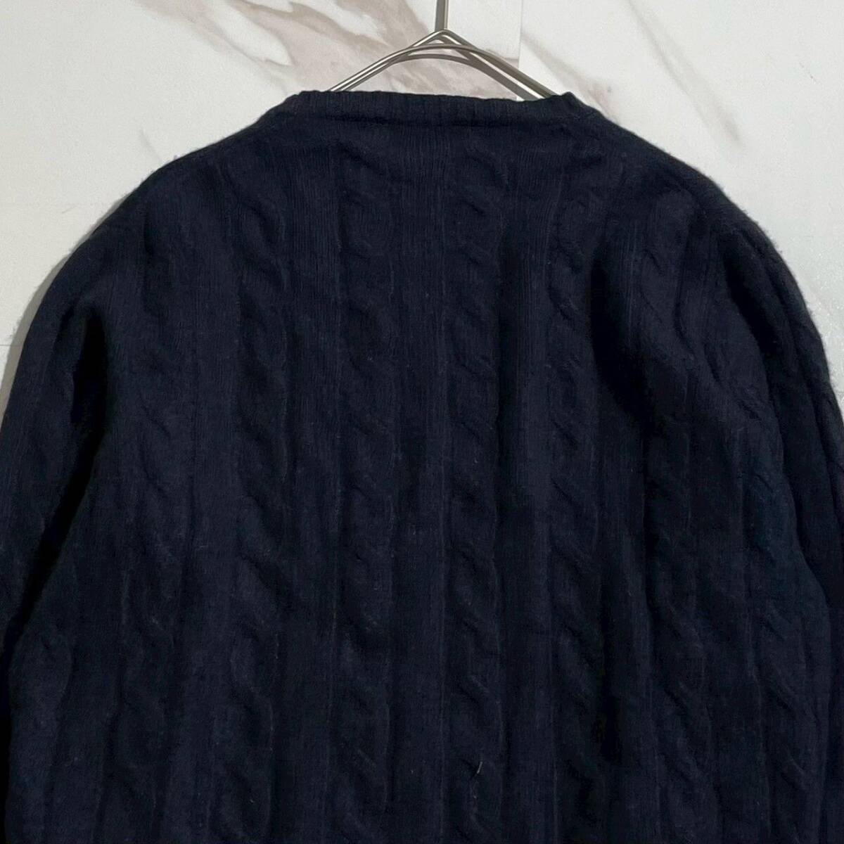 【美品/人気】Loro Piana ロロピアーナ ベビーカシミヤ100% メンズ ケーブルニット プルオーバー ネイビー 48 L相当 イタリア製 紺_画像7