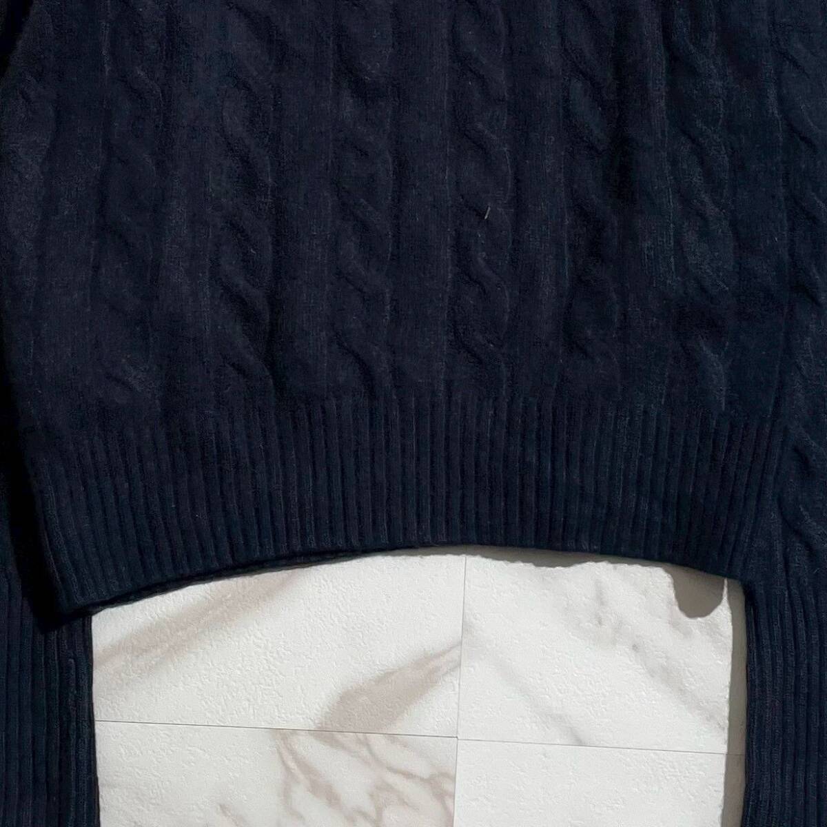 【美品/人気】Loro Piana ロロピアーナ ベビーカシミヤ100% メンズ ケーブルニット プルオーバー ネイビー 48 L相当 イタリア製 紺_画像8