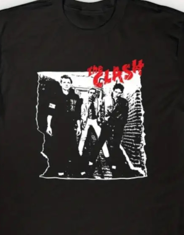  новый товар не использовался / бесплатная доставка [ THE CLASH / The * авария / белый . перемещение ] короткий рукав футболка / M размер / 100% хлопок производства, Joe Strummer, Mick Jones