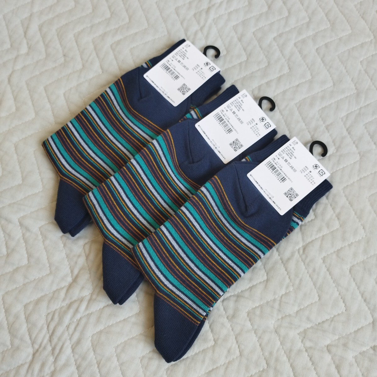 まとめ 3足 セット 未使用 ユニクロ JW ANDERSON レギュラーソックス 靴下 23-25 ブルー ボーダー ソックス 匿名 送料無料 ラスト1組_画像8